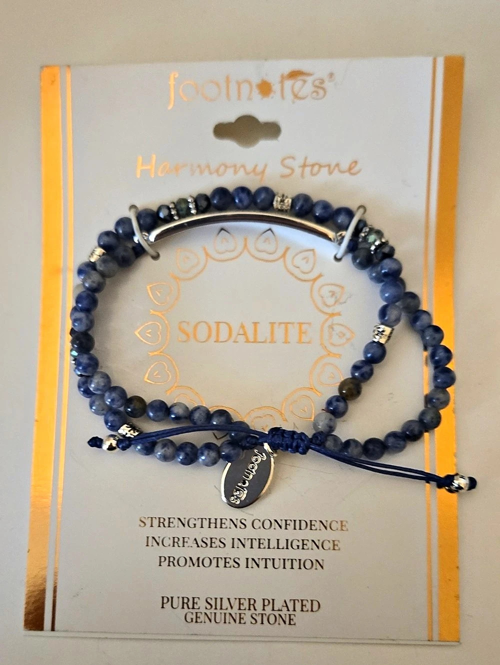 Footnotes Harmony Stone Sodalite Bracelet Blue & Silver
